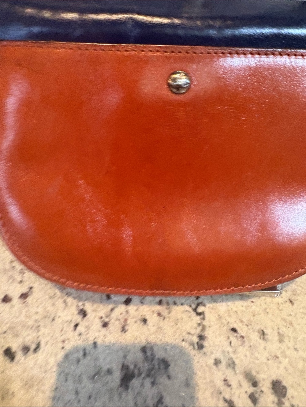 Patricia Nash Bettina Leather Crossbody Saddle Bag in Navy and Brown - Picture 6 of 15
